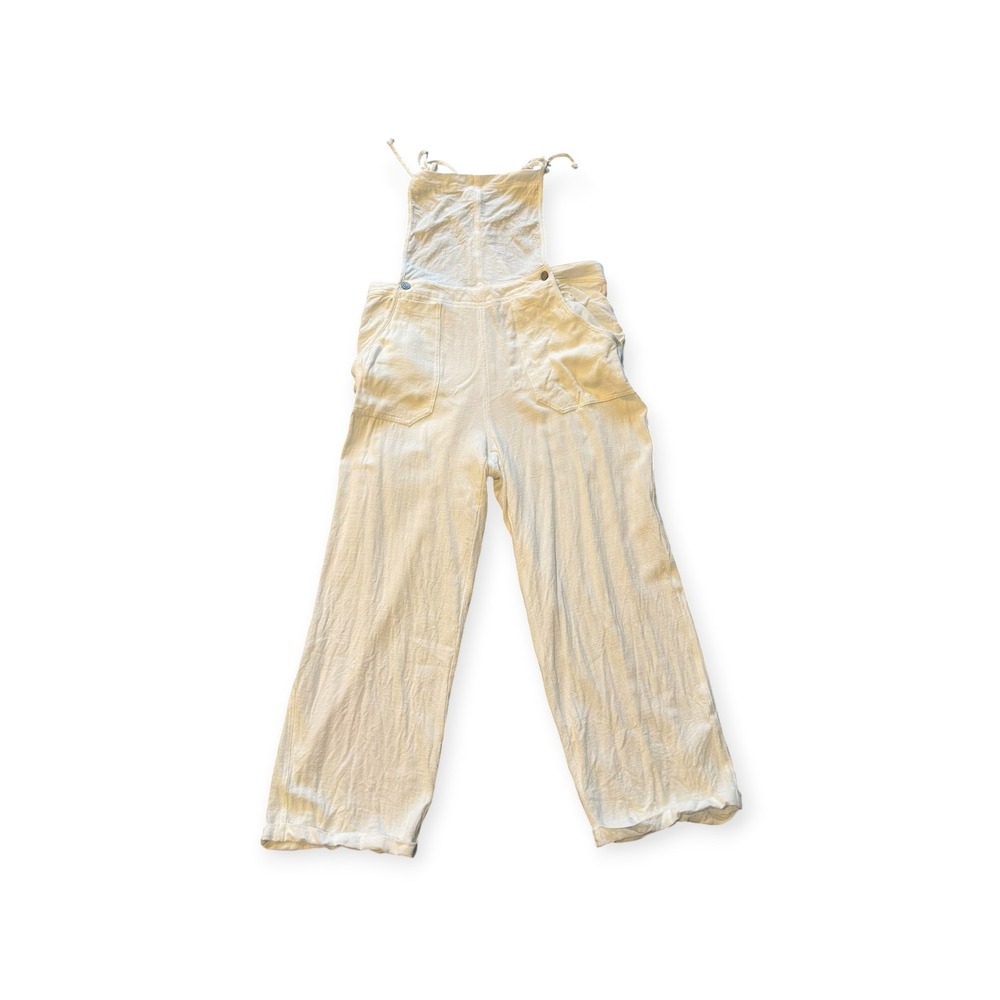 Papermoon White Linen Blend Wide Leg Overalls Tie Strap PR18059 Mens M